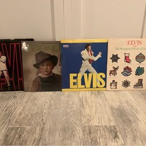 3 Elvis Records & 1 poster